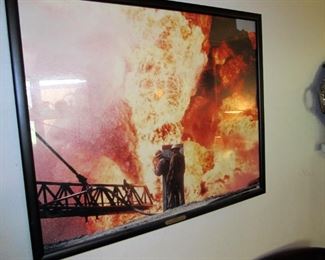 Kuwait oil fires framed art