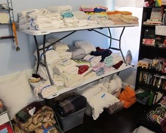 Lots of lovely linens, towels, blankets, comforters, electric blankets, sheets - king, queen, & twin, throws & more!