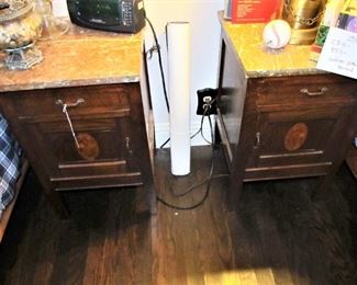 Antique marble-top end tables/night tables