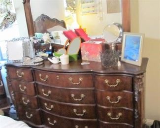 12 drawer high-end master suite dresser w/ attached beveled mirror