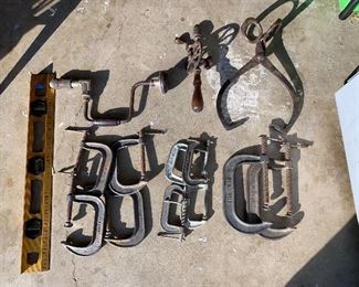 Antique tools & C- clamps