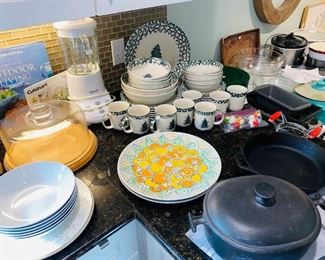 Lots of goodies in the kitchen including a Kitchen Aid - Proline Series. Featured are - Bormioli, Tefal, Cuisinart, Keurig, La Creuset, Cast-iron, Longaberger, Gibson, Threshold, Corningware, Folk Craft, YHY, Gloria Vanderbilt, Revereware, & more!