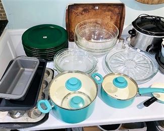Lots of goodies in the kitchen including a Kitchen Aid - Proline Series. Featured are - Bormioli, Tefal, Cuisinart, Keurig, La Creuset, Cast-iron, Longaberger, Gibson, Threshold, Corningware, Folk Craft, YHY, Gloria Vanderbilt, Revereware, & more!