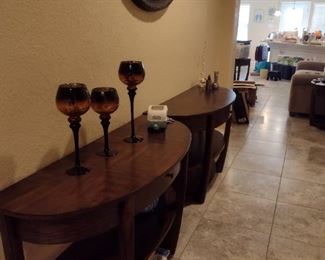 Two wood sofa tables or entry tables