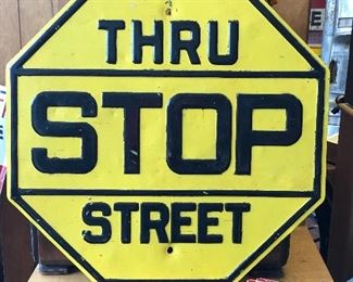 Rare thick and embossed Yellow and Black Stop Sign 24”