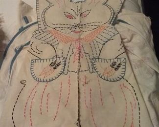 Hand embroidered antique pinnafore apron
