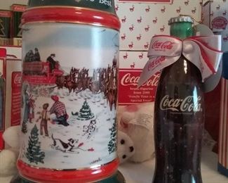 Budweiser stein & coke bottle ornament