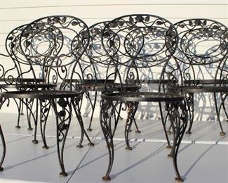 antique Woodard wrought iron chairs (9 ,2 arm, 7 side)