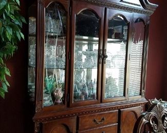 Cherry china cabinet with glass shelves