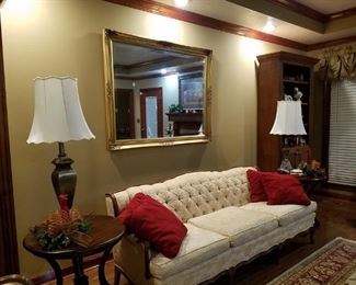 Vintage French Provincial tuft sofa (has matching chair and is very clean)