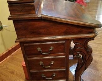 Cute small  reproduction Davenport (desk has tilt top lid and side drawers on each side)