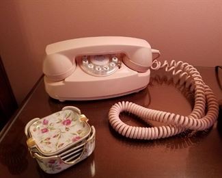 Mid-century pink rotary phone