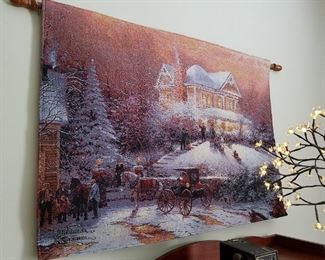 Thomas Kinkade tapestry with fiber optic lights