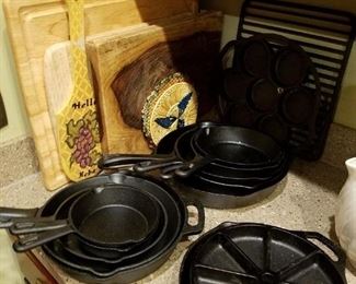 Assorted cast iron cookware