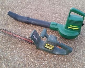 Black & Decker hedge trimmer and Weedeater leaf blower 