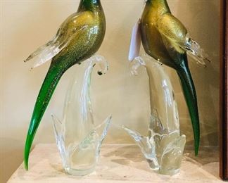Pair of blown glass  Murano Birds