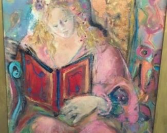 Wonderful large portrait of a lady reading.