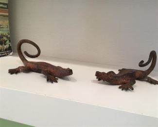 Pair of folk art gators