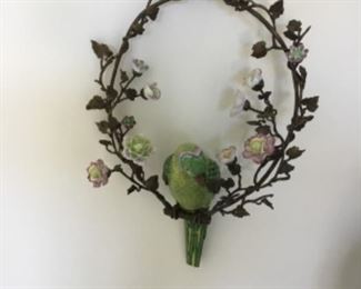 Wonderful majolica hanging bird…some damage to tail 