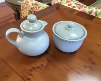 Dansk cream and lidded sugar
