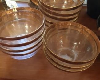 Set of gold rim bowls