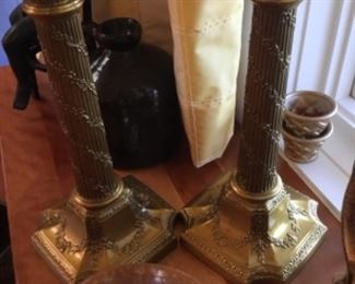 Pair of large brass candlesticks 