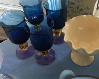 Blue glass goblets