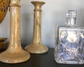 Candlesticks and decanter