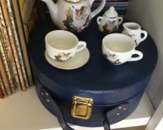 Child’s tea set with carrying case