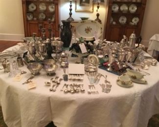 Finally got the silver displayed and priced. Lots of sterling and silverplate!