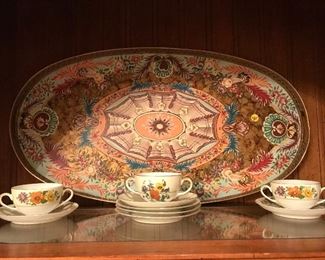 One of a pair of large oval trays