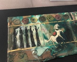 $750 / Original Art by New Orleans Artist June Lampe Encaustic Painting mounted on black plexiglass. Measures 20.5" x 8.5". TEXT 404-771-6060 to purchase. 