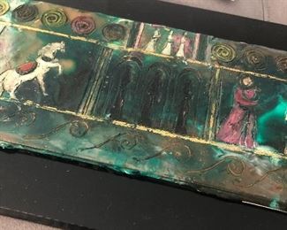 $750 / Original Art by New Orleans Artist June Lampe Encaustic Painting mounted on black plexiglass. Measures 20.5" x 8.5". TEXT 404-771-6060 to purchase. 