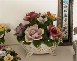 $150 Capo di Monti large porcelain flowers 