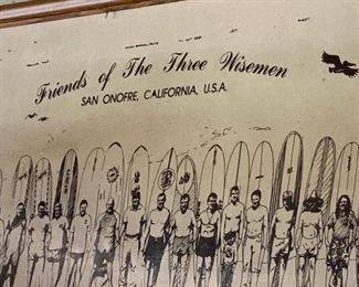 Surfers using redwood boards have visited San Onofre since at least the 1940s, including Lorrin "Whitey" Harrison, Don Okey, Al Dowden, Tom Wilson, and Bob Simmons.  6' x 2' Print on Masonite.