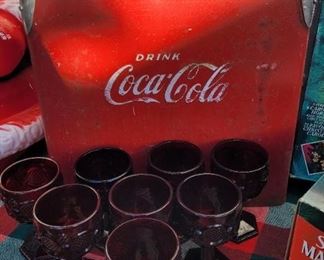 Metal Coca-Cola cooler $75 Avon goblets Set of 8 $35