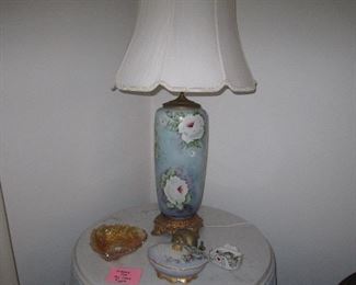 Pair of hand painted table lamps