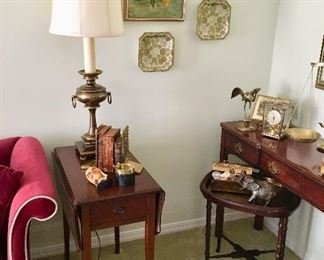 Second Drop Leaf Side Table with Drawer & Brass Pull 