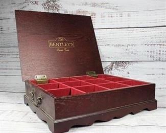 Bentleys Teas Burgundy Wood Divided Storage Box
