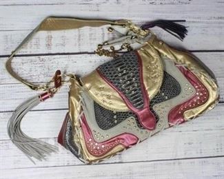Fashionable Pink Silver Gold Metallic Tassel Shoulder Bag