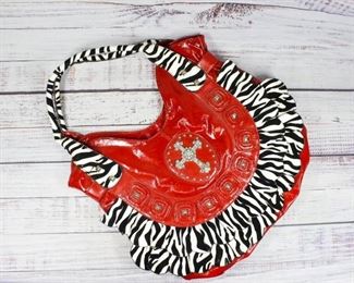 Fashionable Red Black White Zebra Cross Purse Shoulder Bag
