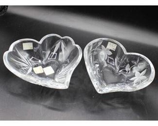 Pair of Vintage Mikasa Crystal Glass Flower Bowl Plates