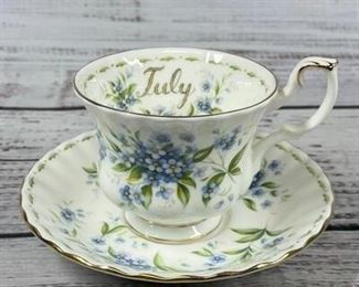Royal Albert Bone China July Flower of the Month Series ForgetMeNot Cup and Saucer