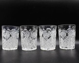 Set of Vintage Mid Century Crystal Patterned Scotch Rocks Drink Glass