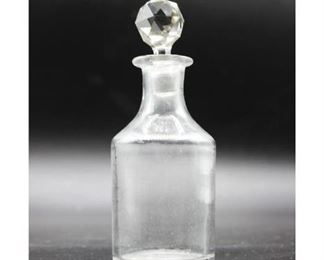 Small Vintage Glass Bottle with Crystal Glass Stopper
