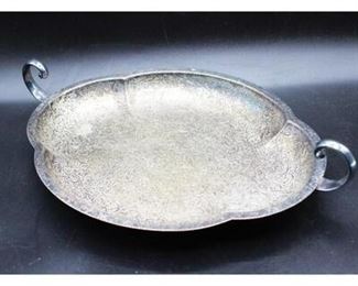 Vintage Antique Pewter Metal Decorative Pattern Tray