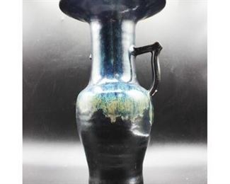 Vintage Black Blue Gradient Trumpet Lip Vase