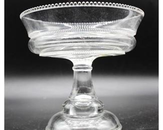 Vintage Clear Glass Dotted Rim Candy Dish Compote Pedestal Fruit Bowl
