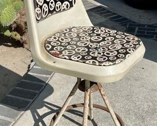 Vintage Comfortline Peace Sign Pattern Swivel Bar Stool
