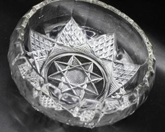 Vintage Crystal Glass Star Pattern Decorative Fruit Bowl
